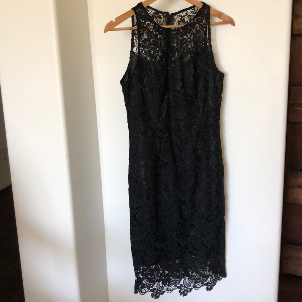 NWT WHBM BLACK LACE DRESS, 4, lined, zip back,GORG